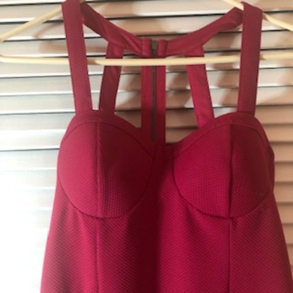 Material Girl Bustier Strapped Back Red Party Dress Size Medium - Picture 2 of 11